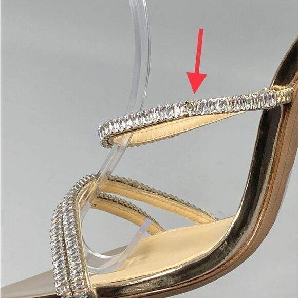 Alexandre Birman Metallic Leather Crystal-Embellished Sandals size 37.5 - Picture 8 of 12